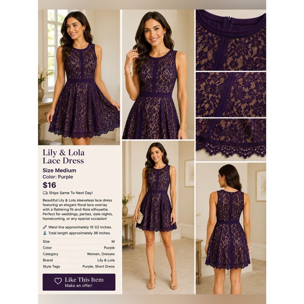 Lily & Lola purple dress size medium